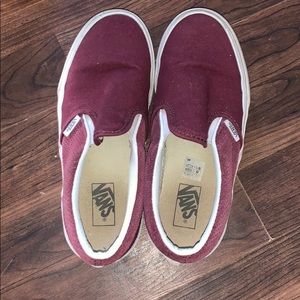 Maroon Van slip on shoes.